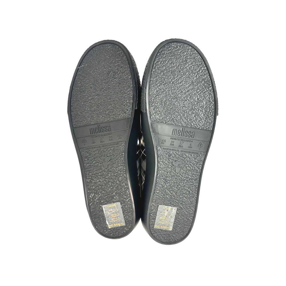 Melissa Ground Black Gray Tartan PVC Slip-On Sneakers 8 - Picture 8 of 9